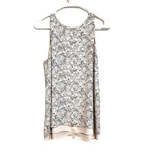2/$15 Lila Rose - Sleeveless Floral Blouse Black Ivory Tank Top Size S